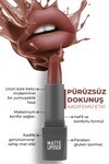 Yoğun Renk Veren Uzun Süre Kalıcı Nemlendirici Kadifemsi Mat Ruj - Matte Lipstick 412 Warm Brown